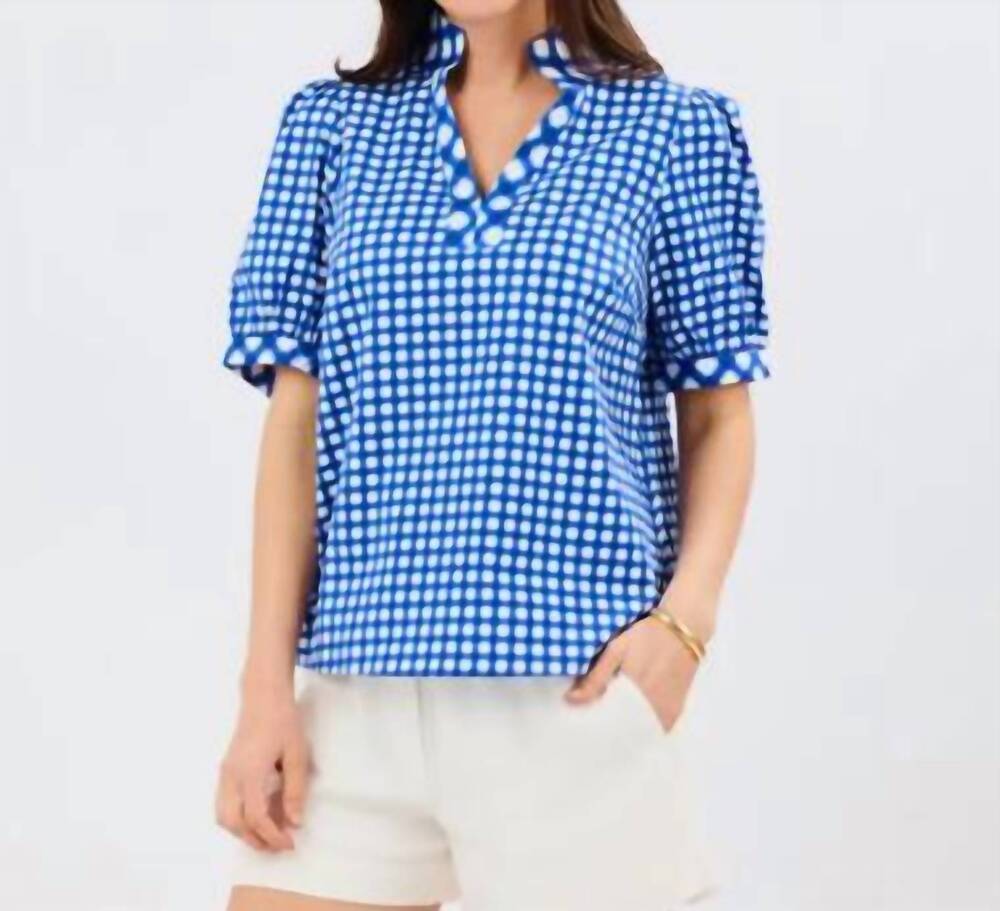 NEW MARY SQUARE tricia gingham mix top in blue